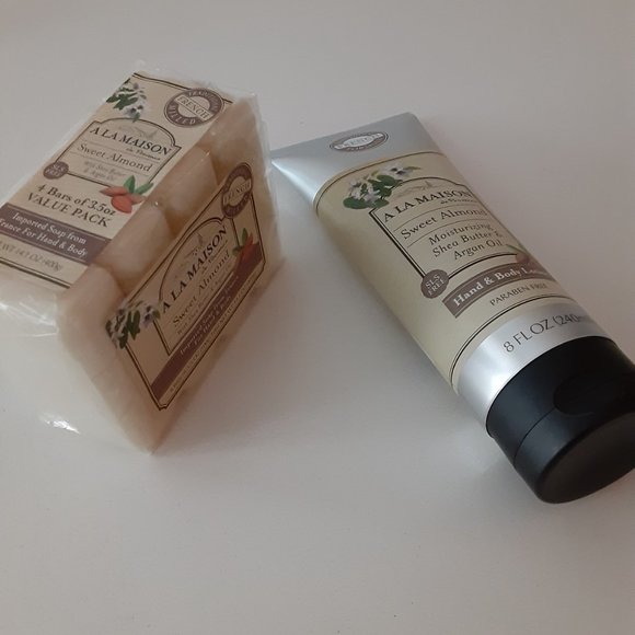 A LA MAISON de Provence Sweet Almond hand & body lotion and (4)bars of Soap - Picture 2 of 9